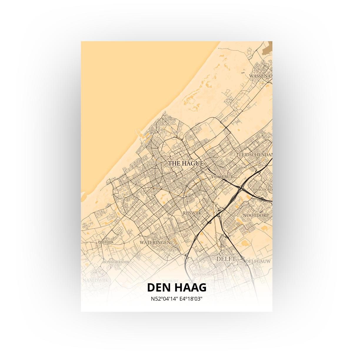 Poster Den Haag Plattegrond - A2 - Antieke stijl