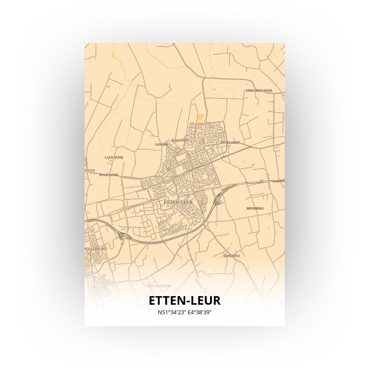 Poster Etten-Leur Plattegrond - A0 - Antieke stijl