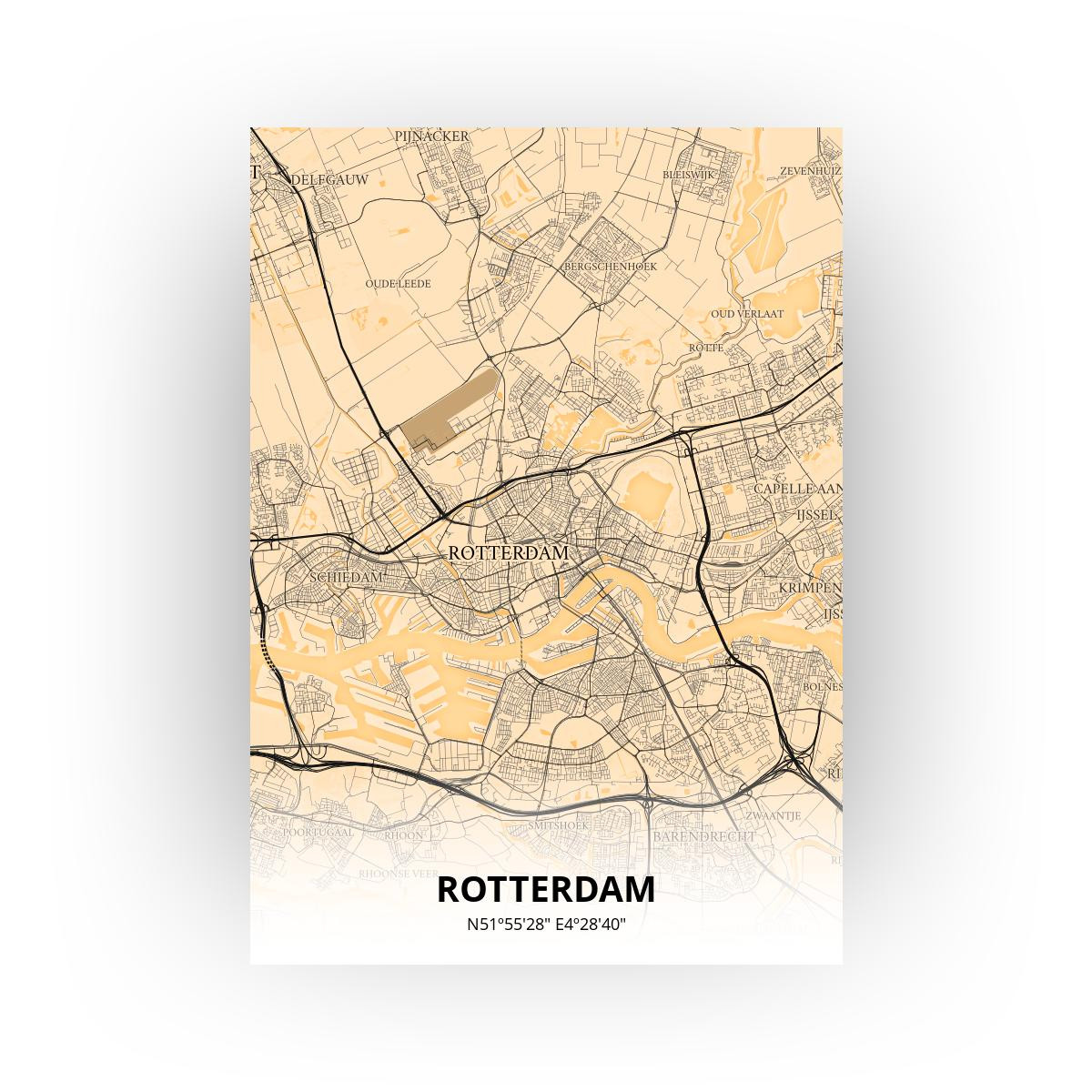 Poster Rotterdam Plattegrond - A2 - Antieke stijl