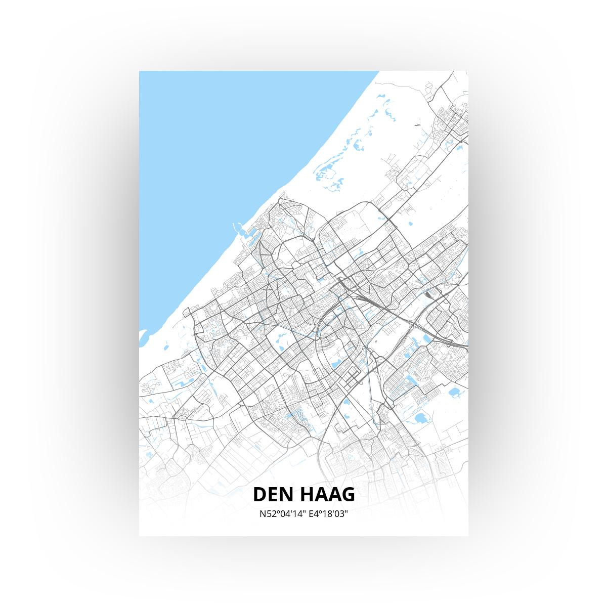 Poster Den Haag Plattegrond - A3 - Standaard stijl