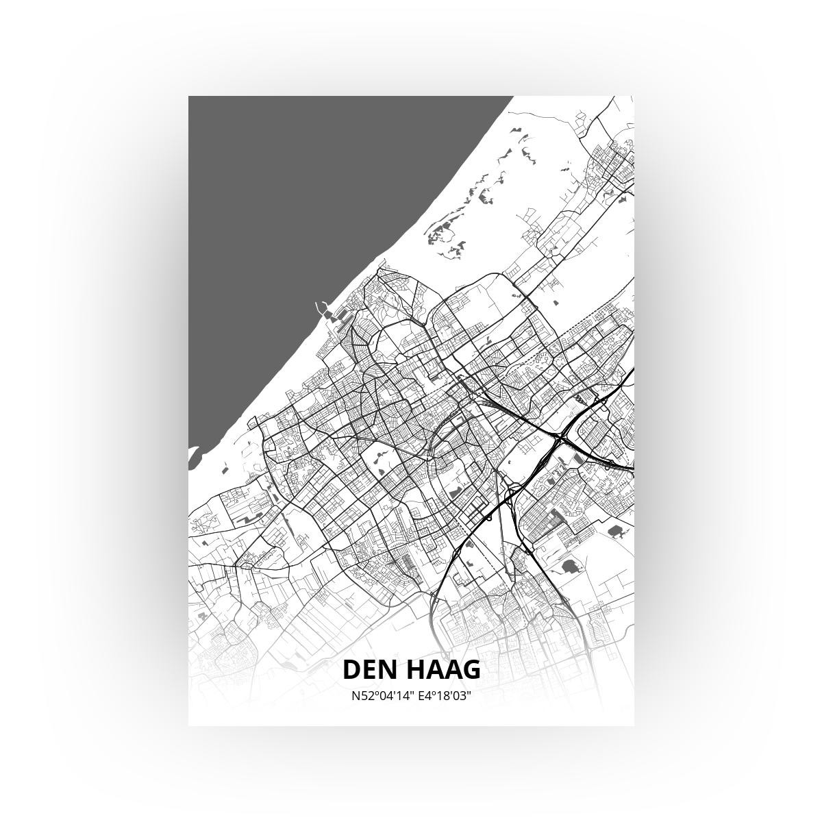Poster Den Haag Plattegrond - A0 - Zwart Wit stijl