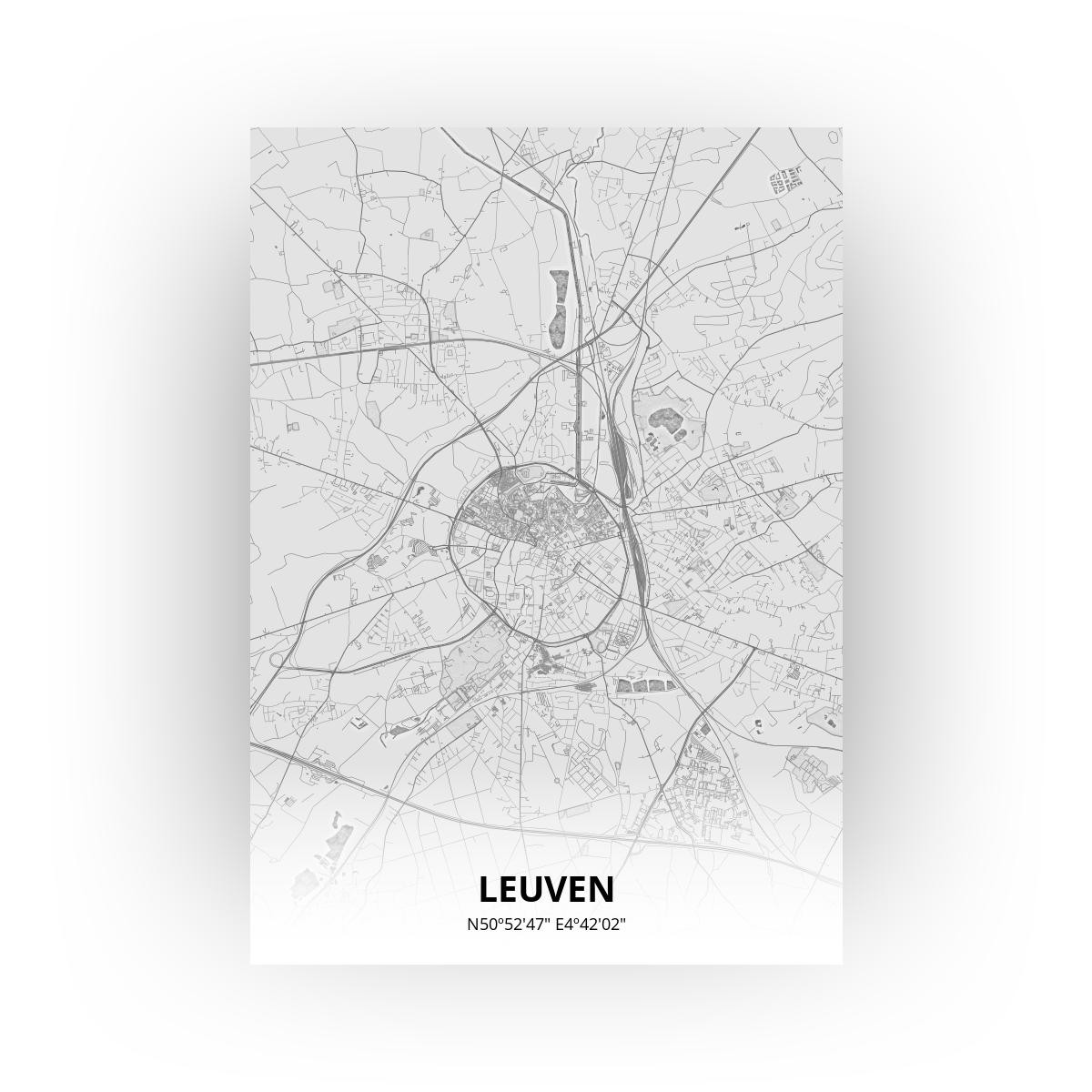 Poster Leuven Plattegrond - A1 - Tekening stijl