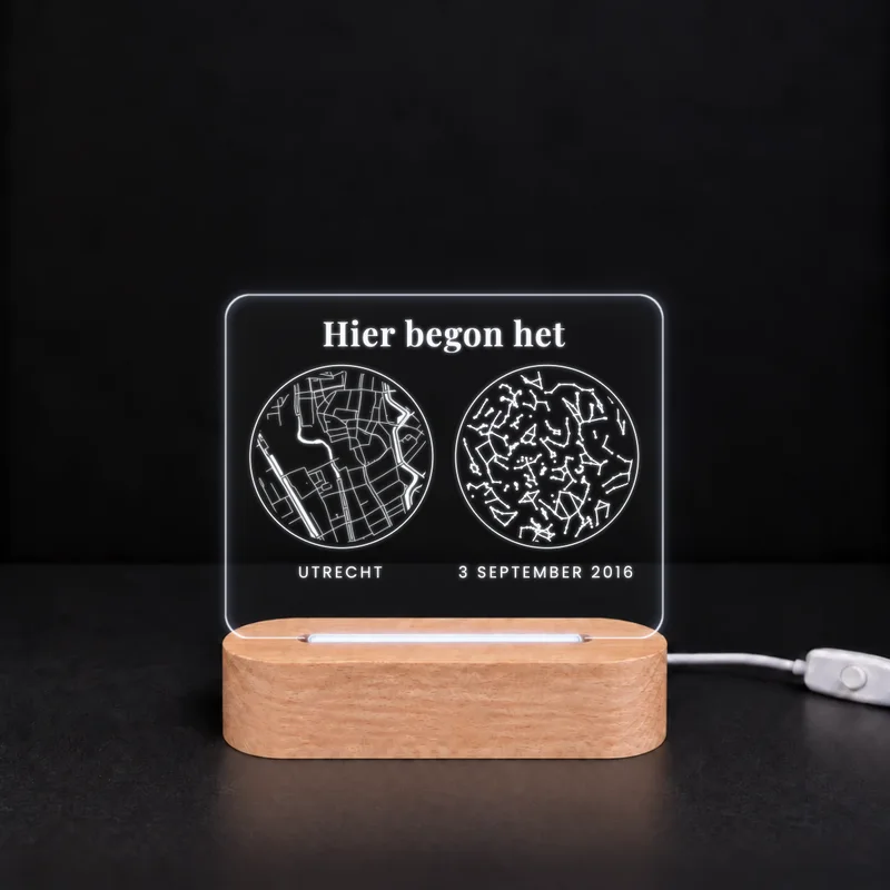 Hier begon het: Utrecht en de sterren als gegraveerd lampje